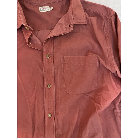 Faherty Corduroy Shirt Burnt Russet Orange Red Button Up Casual Men's Size XL - Picture 2 of 9